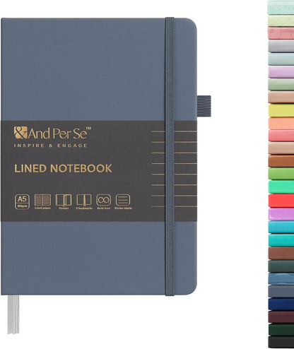 &And Per Se Lined Journal Notebook, 160 Pages, A5 5.7 x 8 inches College Ruled Thick Paper Notebook Journals for Writing, Hardcover Notebooks for Women Men Office School (1 Pack, Green) - Colors B