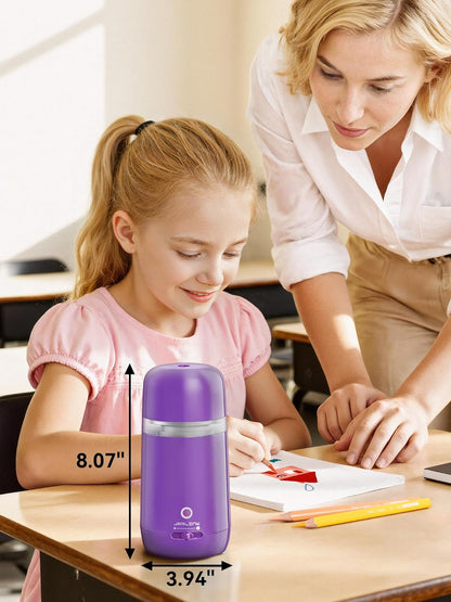JARLINK Automatic Electric Pencil Sharpener - Hands-Free Operation, 3 Sharpness Modes, 3-Second Sharpening, Rechargeable & Portable for 7-12mm Pencils, Ideal for Classroom and Home Use (Black)