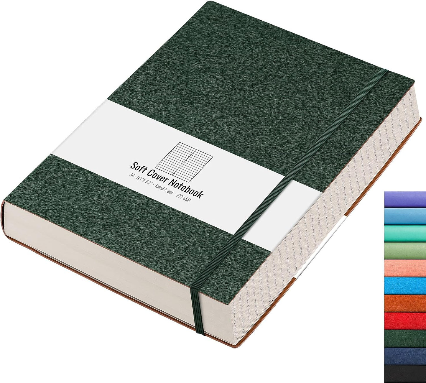 AHGXG 8.5''×11'' Notebook College Ruled - Large A4 Notebook Lined Journal - 320 Pages Thick Journal for Writing, 100gsm Thick Paper, Leather Softcover, for Work School - Black