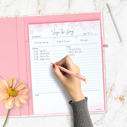 Daily Planner Notepad 2pk, 50 Sheets Tear Off, 8.5" x 11" To Do List Notebook with Hourly Schedule Task Planner