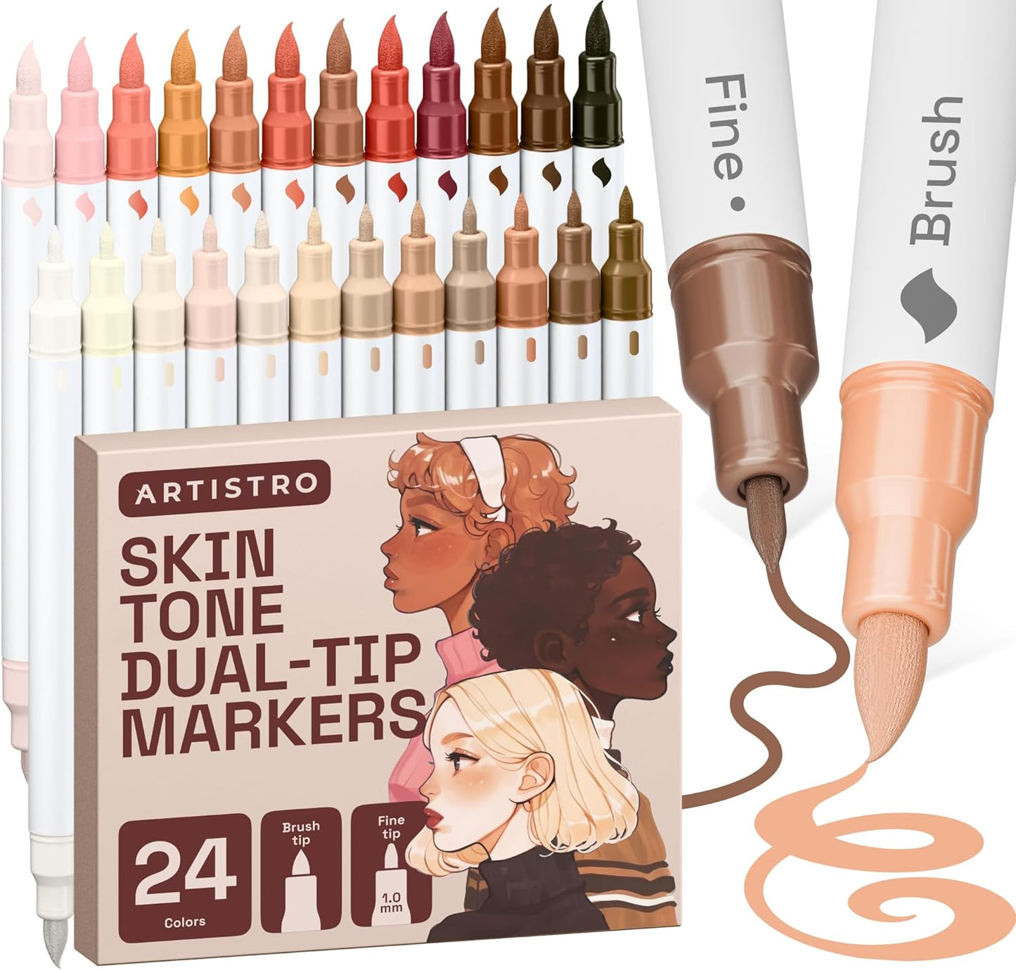 ARTISTRO 36 Acrylic Paint Markers - Paint Pens for Drawing, Brush + Fine Tips - For Fabric, Rock, Glass, Wood, DIY - Art & Craft Supplies for Adults, Teens, Kids - Teacher Appreciation Gift