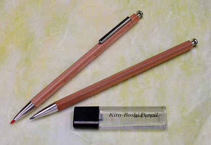 Kitaboshi 2.0mm Mechanical Pencil, Wooden Barrel, With Lead Sharpener, #1 B, Black Lead, 1ea (OTP-680NST), natural wood color w/sharpener