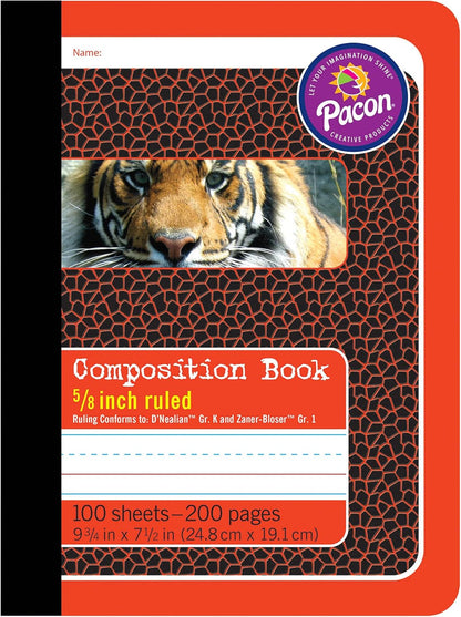 Pacon 2427 Composition Book, 5/8 Ruling, 9 3/4 x 7 1/2, 100 Sheets