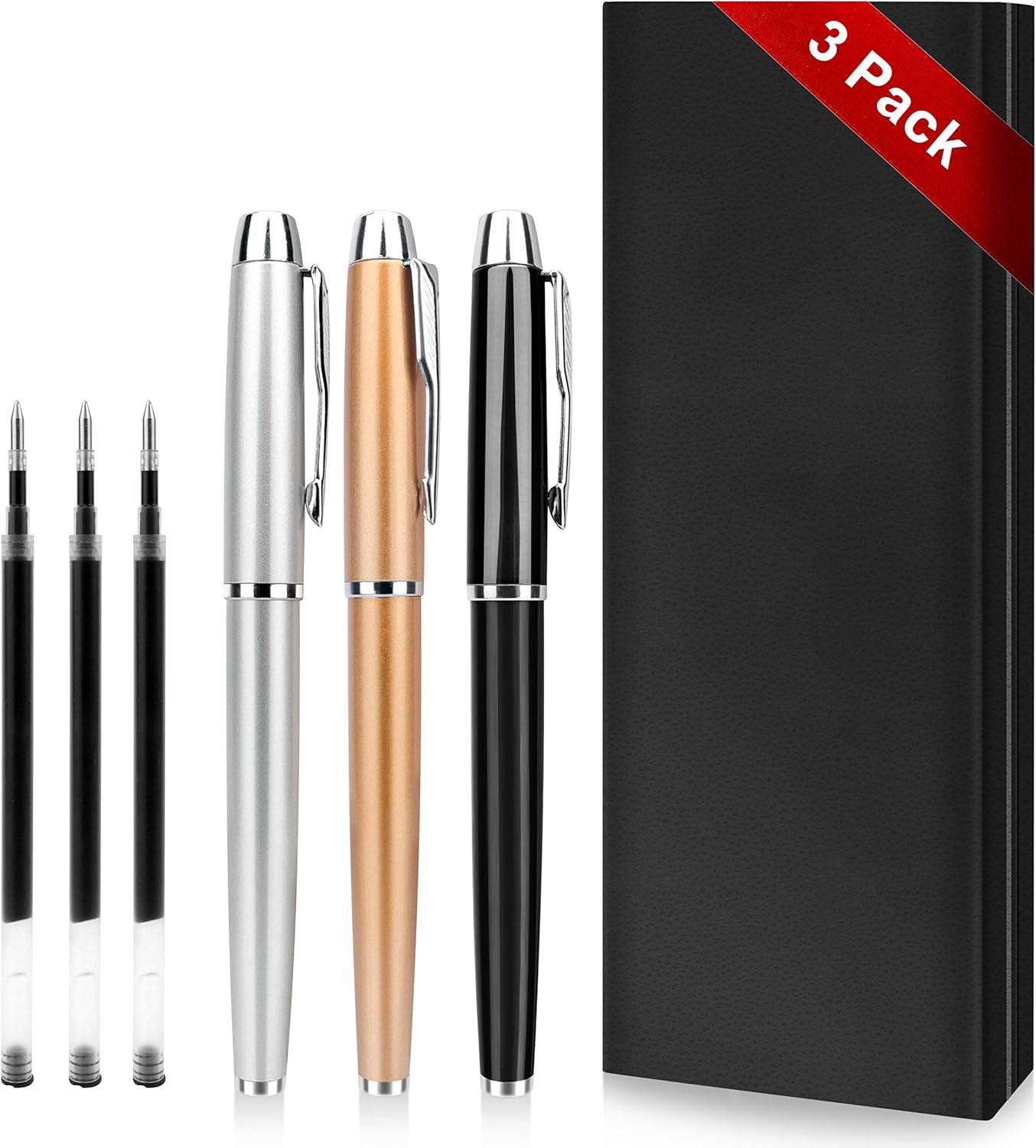 8 Pieces Replaceable Ballpoint Pen Refills Work for Most Brands Pens with Smooth Writing,Free-Flowing German Ink with Medium 0.5mm Ballpoint Tip(Black Refills and Length 4.4inch)