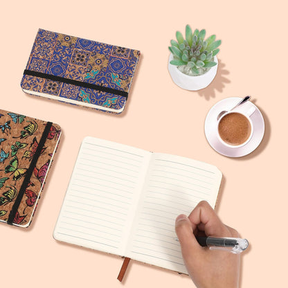 BOBO RABBIT 3 Pack Pocket Journal Notebooks Small Mini Notebook for Note Taking Little Compact A6 Size Hardcover Cork Notepads for School Office Traveler Diary, 3.7"x5.7", Total 600 Pages