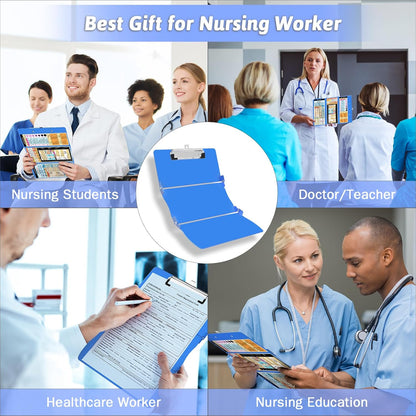 Nursing Clipboard Foldable Clipboard Medical: Edition Cheat Sheets Aluminum 3 Layers Foldable Clipboards Nursing Pocket Size Profile Clip Nurse Clipboards Notepad for Nurses Students and Doctors