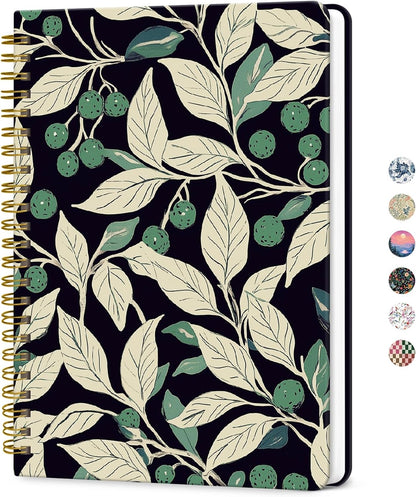 ZOTIA Lined Spiral Journal for Women, A5 Cute Hardcover College Ruled Notebook for Work, School & Note Taking, Aesthetic Writing Journal, 140 Pages (5.8" x 8.3"), Blue Floral
