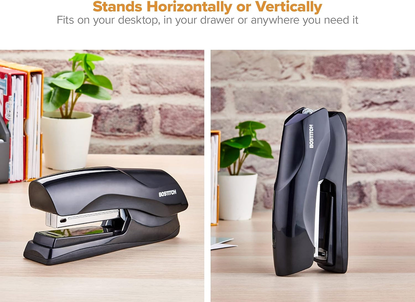 Bostitch Office Heavy Duty Stapler, 40 Sheet Capacity, No Jam, Half Strip, Fits into the Palm of Your Hand, For Classroom, Office or Desk, Black