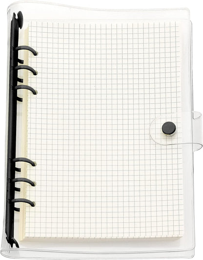A6 A5 6-Holes Colorful PVC Cover Round Ring View Binder with Snap Button Closure File Folder for Loose Leaf Sheet Protectors Notebook Refill (Pink Daisy, A5 Mini Set) - Colors B