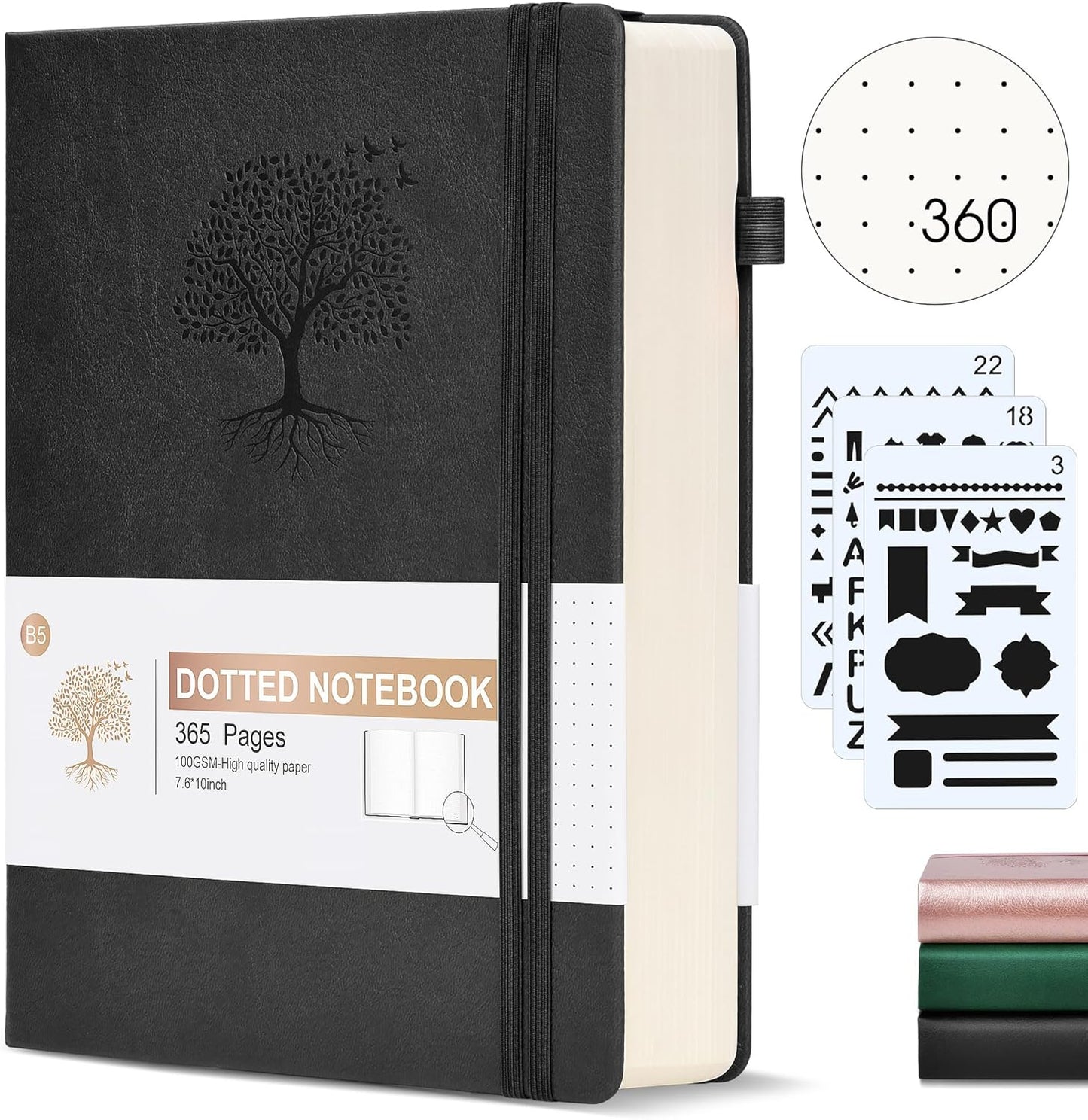Lined Journal Notebook -365 Pages A5 Thick Journals for Writing Ruled Notebook, Hardcover Leather Journal for Women Men Daily Journal Notebook for Work, Note Taking, 100Gsm Lined Paper( 5.75'' X 8.38'' Green)