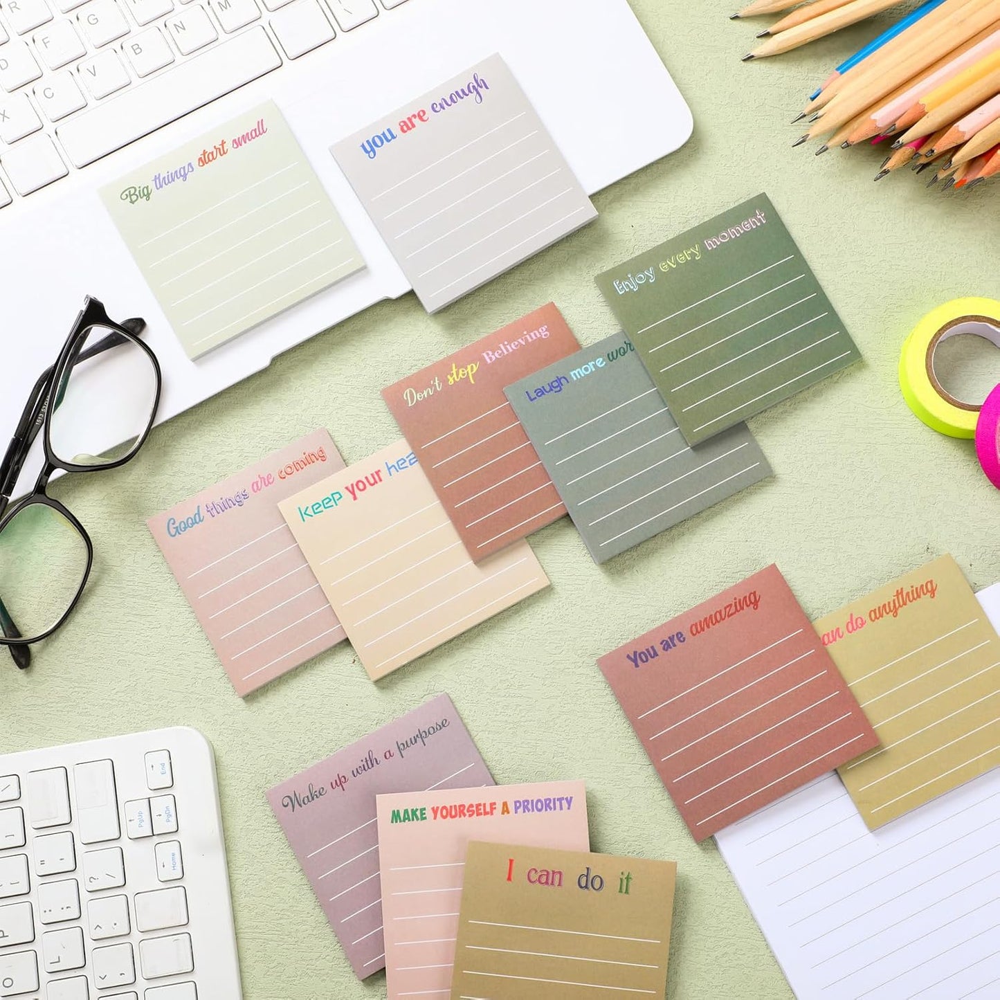 Yinder 48 Pcs Inspirational Sticky Notes Cute Motivational Sticky Notes Pad End of Year Employee Appreciation Gifts Bulk for Teacher Nurse Coworkers Office Supplies 3 x 3'' (Thank You,Dark Color)