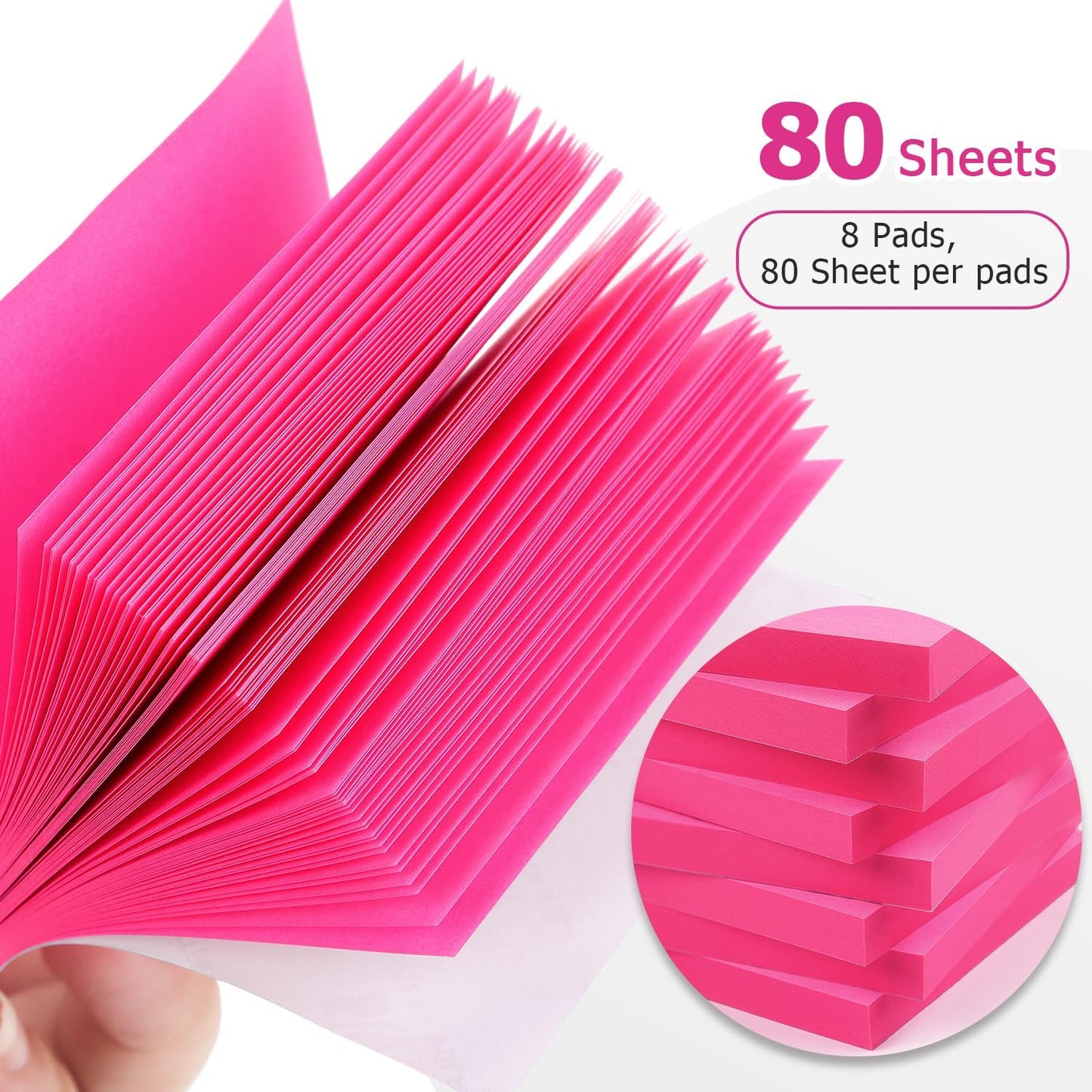 Sticky Notes 3x3 Self-Stick Notes Bright Colors Sticky Notes 8 Pads 80 Sheet/Pad (Blue)