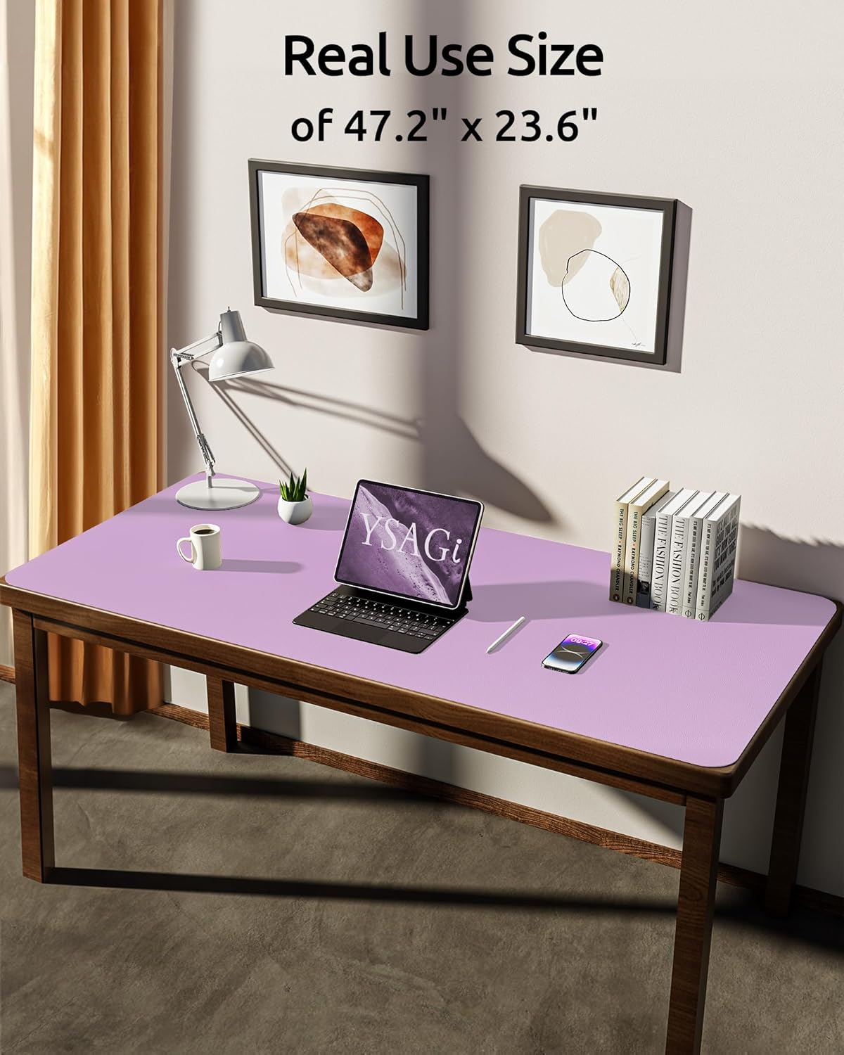 YSAGi Leather Office Desk Pad Protector, Large Mouse Pad, Non-Slip, PU Leather, Laptop Desk Blotter, Waterproof Writing Pad for Office and Home, Black, 23.6" x 13.8" - Colors B