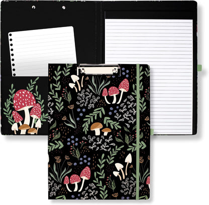 Steel Mill & Co Cute Clipboard Folio with Refillable Lined Notepad and Interior Storage Pocket, Floral Padfolio for Work, Garden Blooms Cream