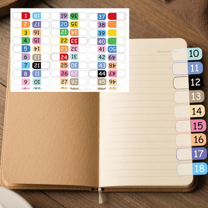 Number Index Labels Multicolor Alphabet Tabs 1-50 Tab Dividers Stickers for 3 Ring Binders Notebook Classify Files Contents Page Address Book Folder (1-50)