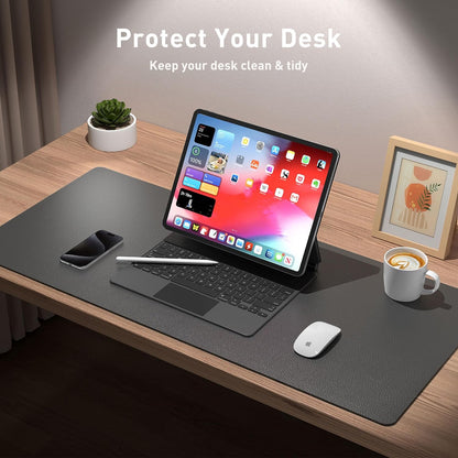 Aothia Leather Desk Pad Protector, Mouse Pad, Office Desk Mat, Non-Slip PU Leather Desk Blotter, Laptop Desk Pad, Waterproof Desk Writing Pad for Office and Home (Black,36" x 17") - Colors B