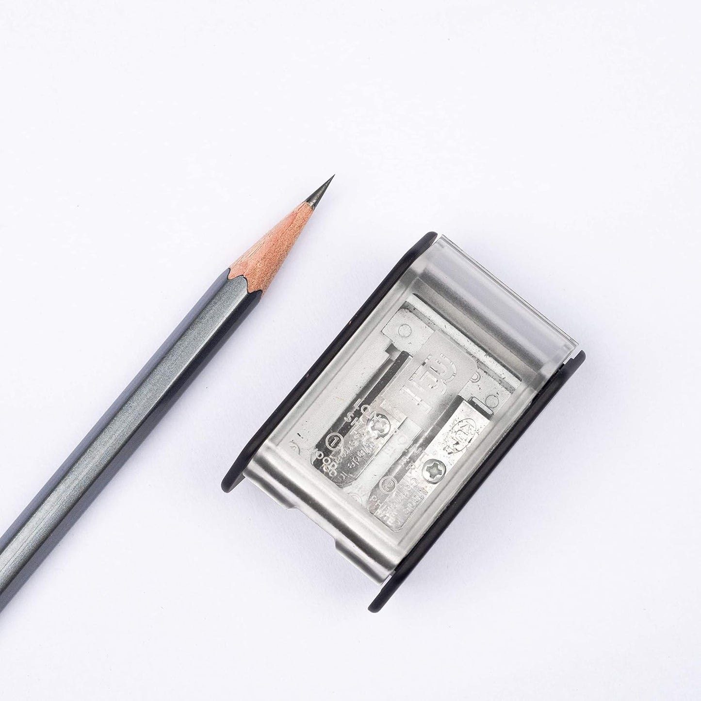Blackwing Two-Step Long Point Pencil Sharpener, Grey, German Steel Blades, Creates Sharp Long Pencil Point, Pack of 1