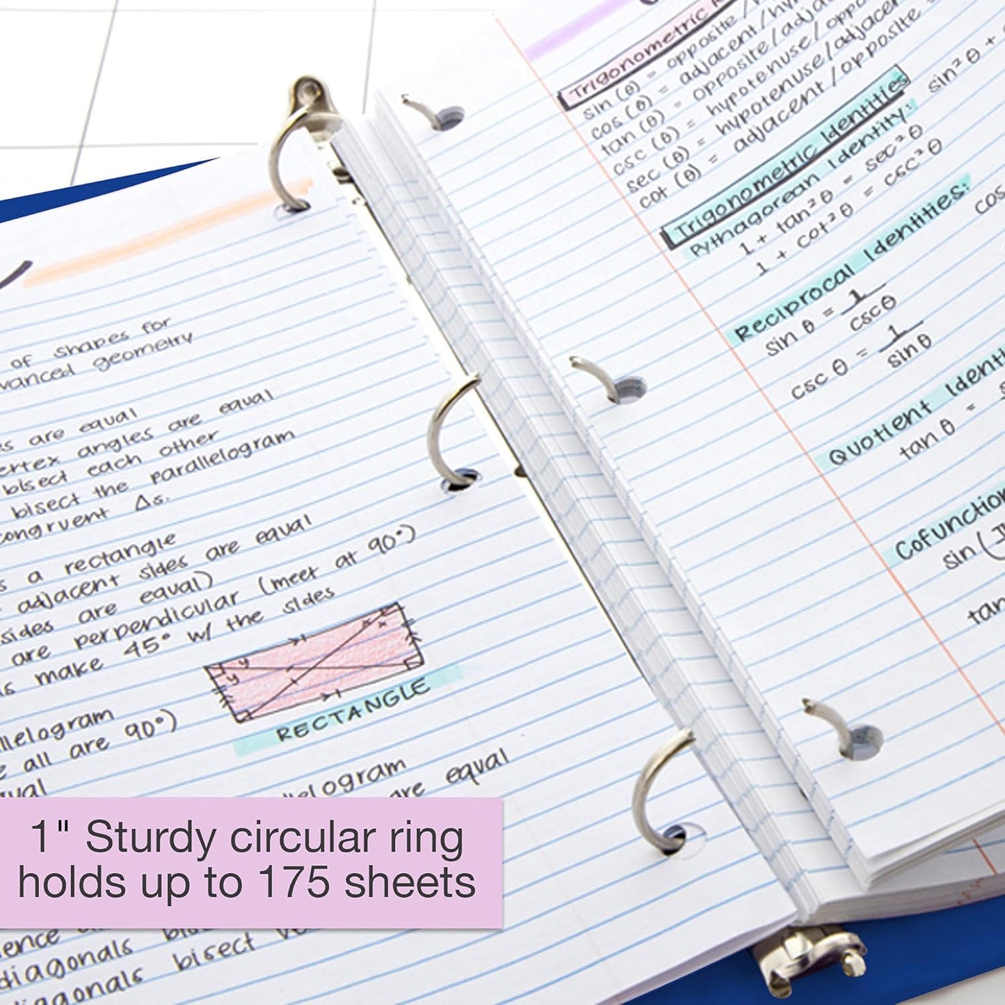 BAZIC Products 3 Ring Binder - Green, Economy View Binder with Clear Overlay Cover and Round Rings, Organizer for School Office Home Use, 1-inch Capacity Holds 175 Sheets Paper, 12-Pack