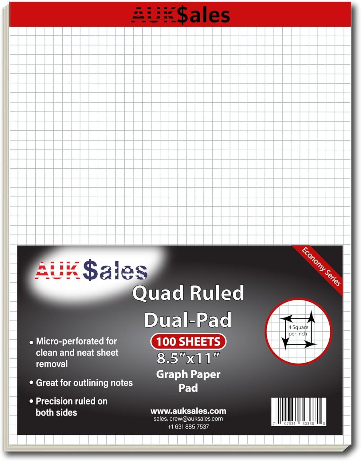 Grid Paper Pad 5x8 Inches, Graph Paper Pad 4x4, Grid Notepad, 1 Pack, 5x8 Graph Paper 1/4 Grid, Graphing Paper, Engineering Pad, 100 Sheets 200 Pages Perforated Pad for School, Home, & Office