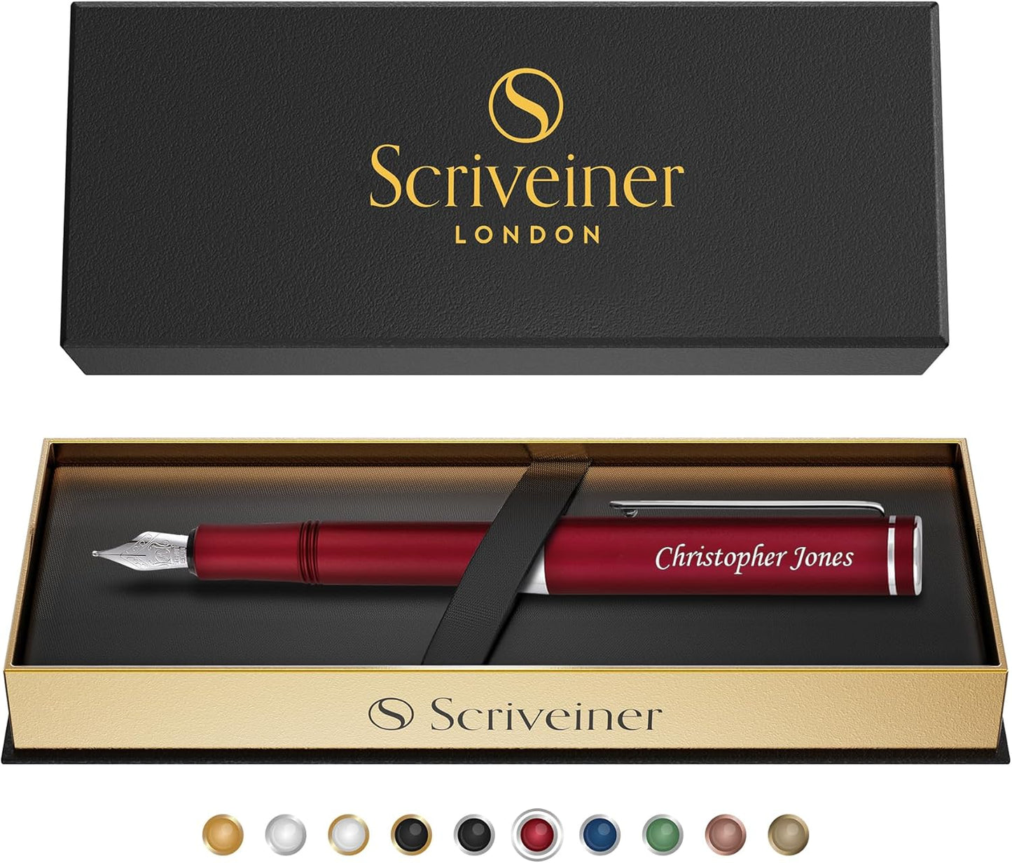 Scriveiner Black Rollerball EDC Luxury Pen, Stunning Pocket Pen with Chrome Finish, Cool Writing, Best Gift for Men & Women, German Schmidt Refill, Nice Present, Fancy Office Designer Set