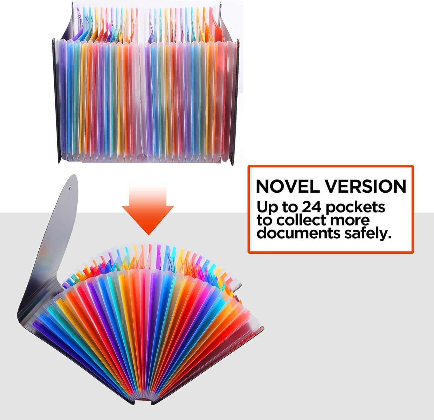 Large Accordion File Organizer, 24 Pockets Legal File Folder, Expanding File Folder for Legal/Letter/A4 Size Papers, Receipt, Bills, Important Documents