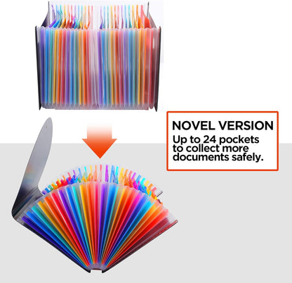 Large Accordion File Organizer, 24 Pockets Legal File Folder, Expanding File Folder for Legal/Letter/A4 Size Papers, Receipt, Bills, Important Documents