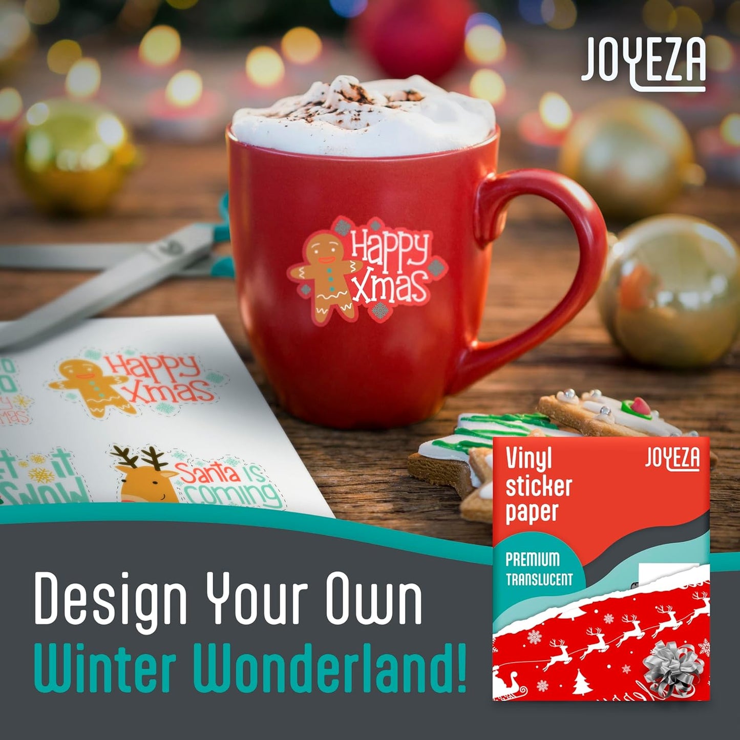 JOYEZA Premium Printable Vinyl Sticker Paper for Inkjet Printer - 25 Sheets Glossy White Waterproof, Dries Quickly Vivid Colors, Holds Ink Well - Inkjet & Laser Printer