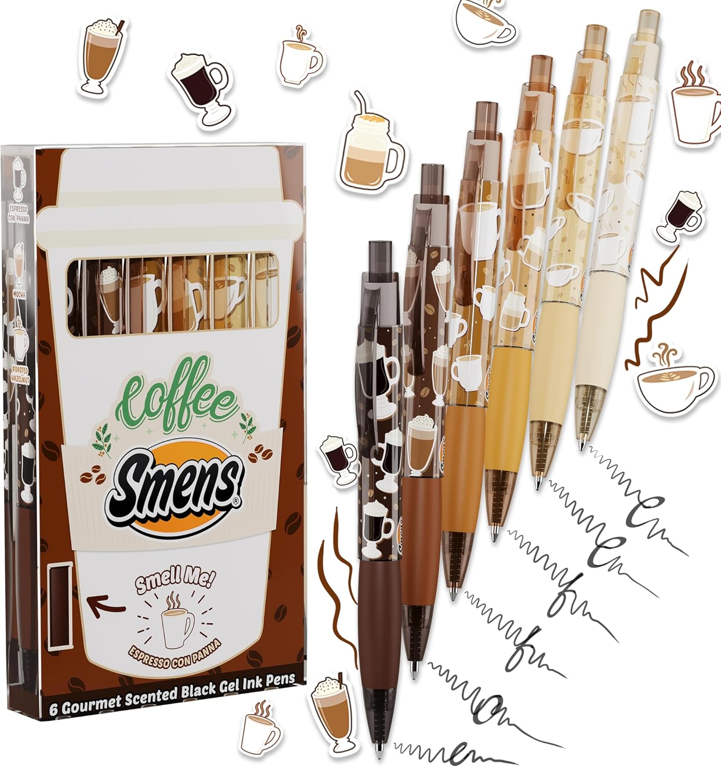 Glitter Gel Smens - Patented Gourmet Scented Colored Glitter Gel Ink Pens, Medium Point, 8 Count - Fun, Cute, Cool, Smelly Pens for Kids