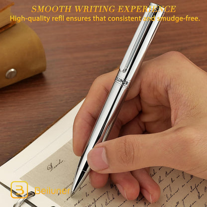 BEILUNER Luxury Gel Pen with 24K Gold Finish, Black Piano Lacquer, Luxury Grade Craftsmanship, Best Pen Gift Set for Men and Women, Professional, Executive, Office, Retractable Nice Pens