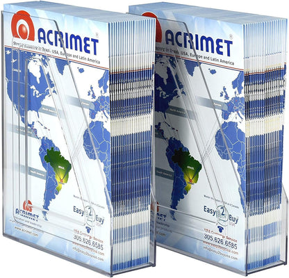 Acrimet Magazine File Holder Bin Storage, Vertical Rack for Documents, Folders and Mail, Durable Plastic Desk Organizer for Office & Home (Clear Crystal) (2 Pack)