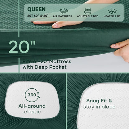 OhGeni 100% Waterproof Queen Size Mattress Protector,Soft Mattress Pad, Cooling Breathable Fitted Sheets,Washable Bed Cover,Non-Slip Deep Pocket,Noiseless for Bedroom