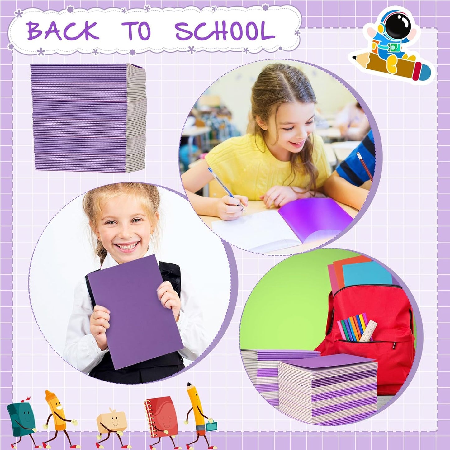 Handepo 100 Pack A5 Composition Notebooks 72 Pages/36 Sheets Ruled Lined Composition Kraft Notebooks Bulk Soft Cover Journals Travel Memo for Students Classroom Office Supplies(a5, Colourful)