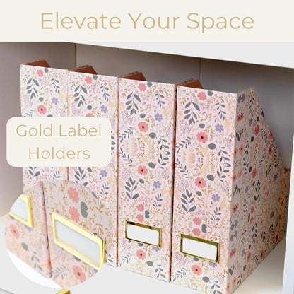 BLU MONACO | Cardboard Magazine File Holder Set of 4 | Vertical Magazine File Holder for Desk and Shelves | Standing File Holder for Classroom School Paper Storage