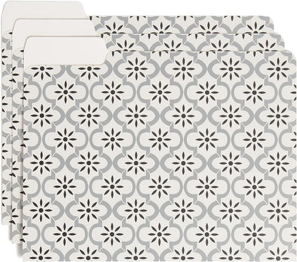 U Brands Fashion File Folders, 9 Count, 1/3-Cut Tabs in Assorted Positions, Letter Size, Office Supplies (Moroccan)