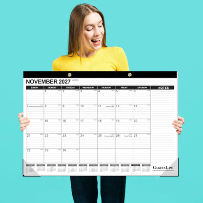 GuassLee Desk Calendar 2026-2027 - 19 Months Academic Calendar 17" × 11.5" Desktop Calendar from Jun. 2026 to Dec. 2027 with Julian Date for Home School Office Desk Top Organizing