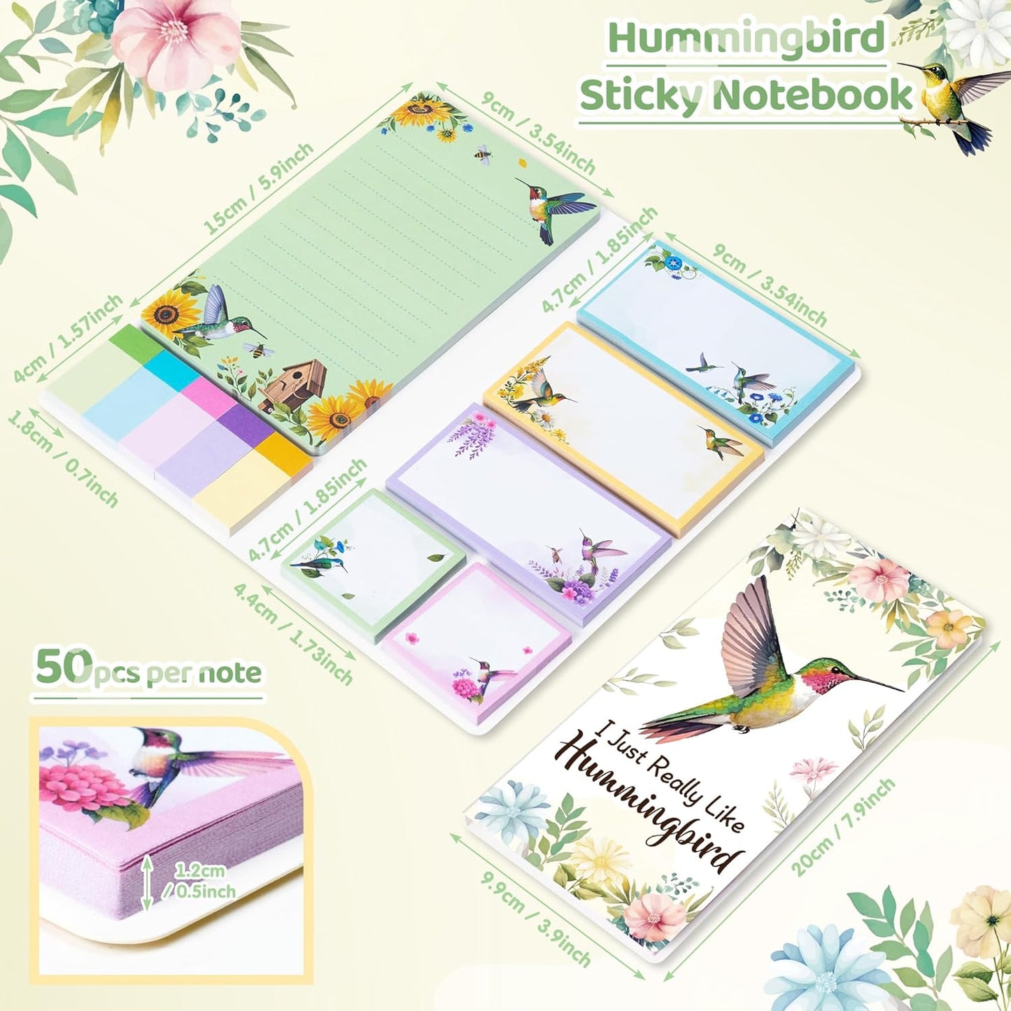 B1ykin Cute Sticky Notes Set - Stay Alive Skeleton Shaped Self-Stick Notes Pad, 550 Sheets Writing Memo Pages Sticky Notepad for Teacher Appreciation Gifts, School Office Supplies (Funny Skeleton) - Colors A