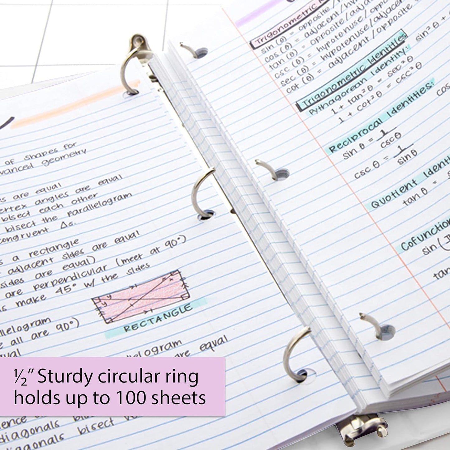 BAZIC Products 3 Ring Binder - Green, Economy View Binder with Clear Overlay Cover and Round Rings, Organizer for School Office Home Use, 0.5-inch Capacity Holds 100 Sheets Paper, 1-Pack