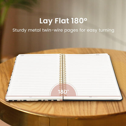 Taja Lined Spiral Journal Notebook for Women, A5 Cute College Ruled Hardcover Notebook for Work & Note Taking, Pretty Journal for Writing, 140 Pages, Flower Garden