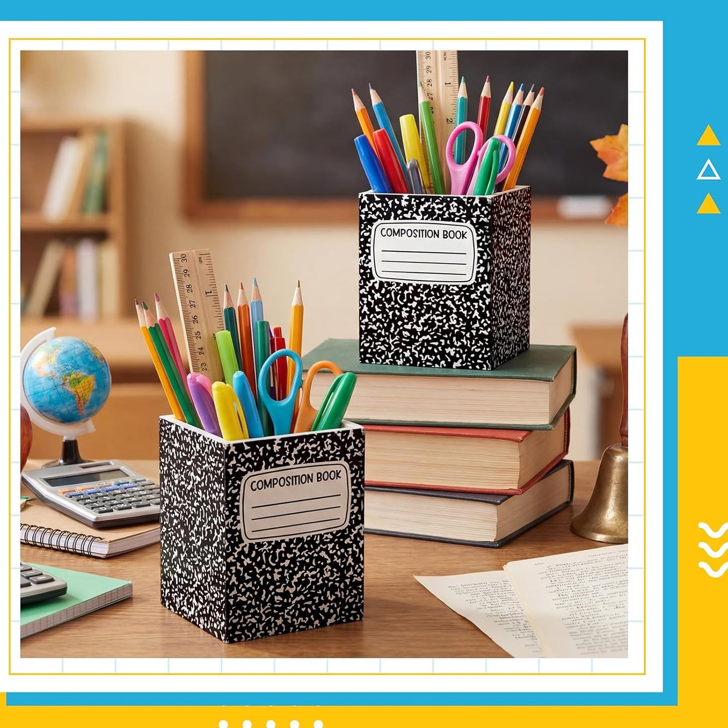 Sherr 2 Pcs Wood Pencil Holder for Teacher Pen Holders Teacher Appreciation Gifts Back to School Organizer Pencils Cup Wooden Dispenser Storage Organizer for Classroom Office Desk