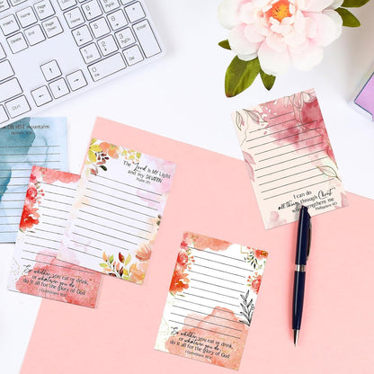 Gersoniel 8 Pack Christian Sticky Notes Gifts for Mothers Day Bulk for Church Small Scripture Inspirational Memo Pads Floral Adhesive Religious Bible Verse Quotes Notepads, 4 x 5.5 Inch(Simple Style)