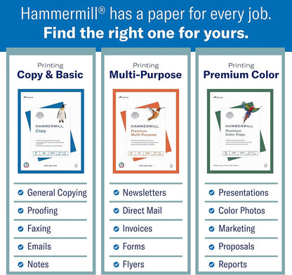 Hammermill Colored Paper, 24 lb Blue Printer Paper, 8.5 x 11 - Made in the USA, Pastel Paper, 103671R-1 Ream (500 Sheets)