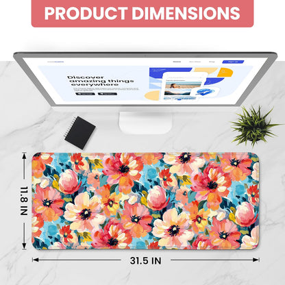 Large Mouse Pad for Desktop, Cute Desk Mat Pad Protector for Work & Gaming, Aesthetic Pretty Anti-Slip Laptop Blotter Cover for Office School Home Supplies, Wildflowers, 31.5" x 11.8"