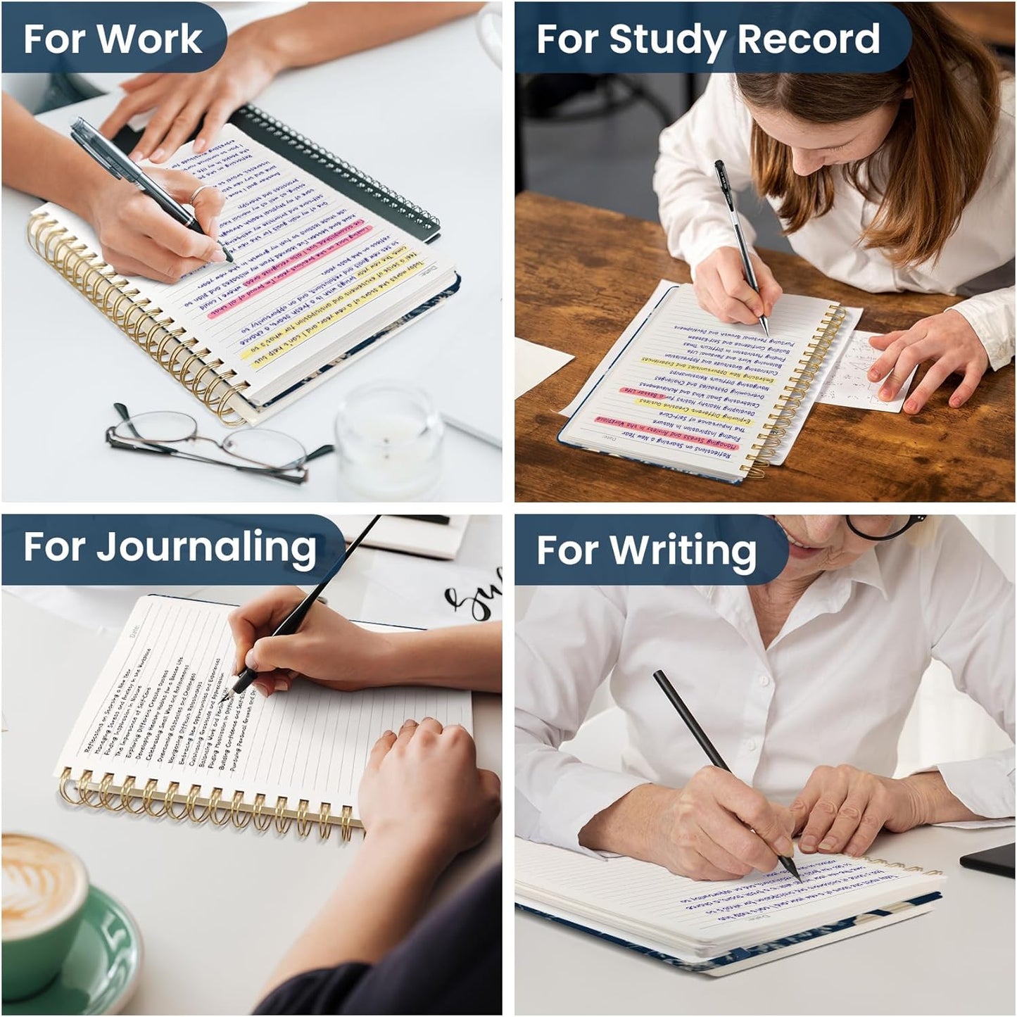 Lined Spiral Notebook Journal for Work, 300 Pages Thick B5 (7.1"x10") College Ruled Journal for Women & Writing, Hardcover Notebook for Note Taking, Perfect for Office Home School Supplies, Purple