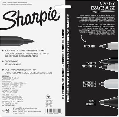 Sharpie Permanent Markers, Fine Tip, 12 Count - Quick Drying, Fade Resistant, Arts & Crafts, Desk, Office Supplies