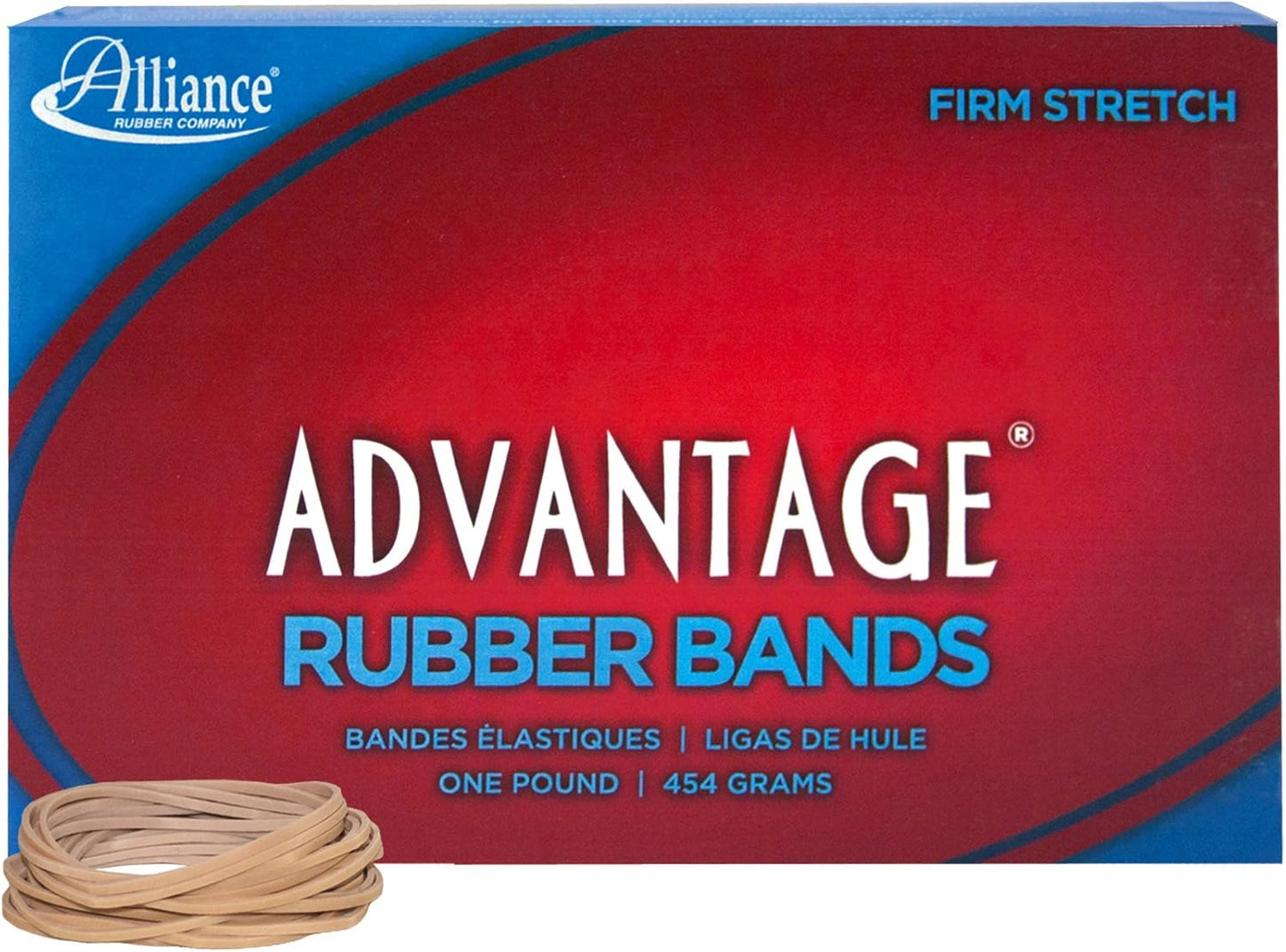 Alliance Rubber 26649 Advantage Rubber Bands Size #64, 1/4 lb Box Contains Approx. 80 Bands (3 1/2" x 1/4", Natural Crepe) Beige