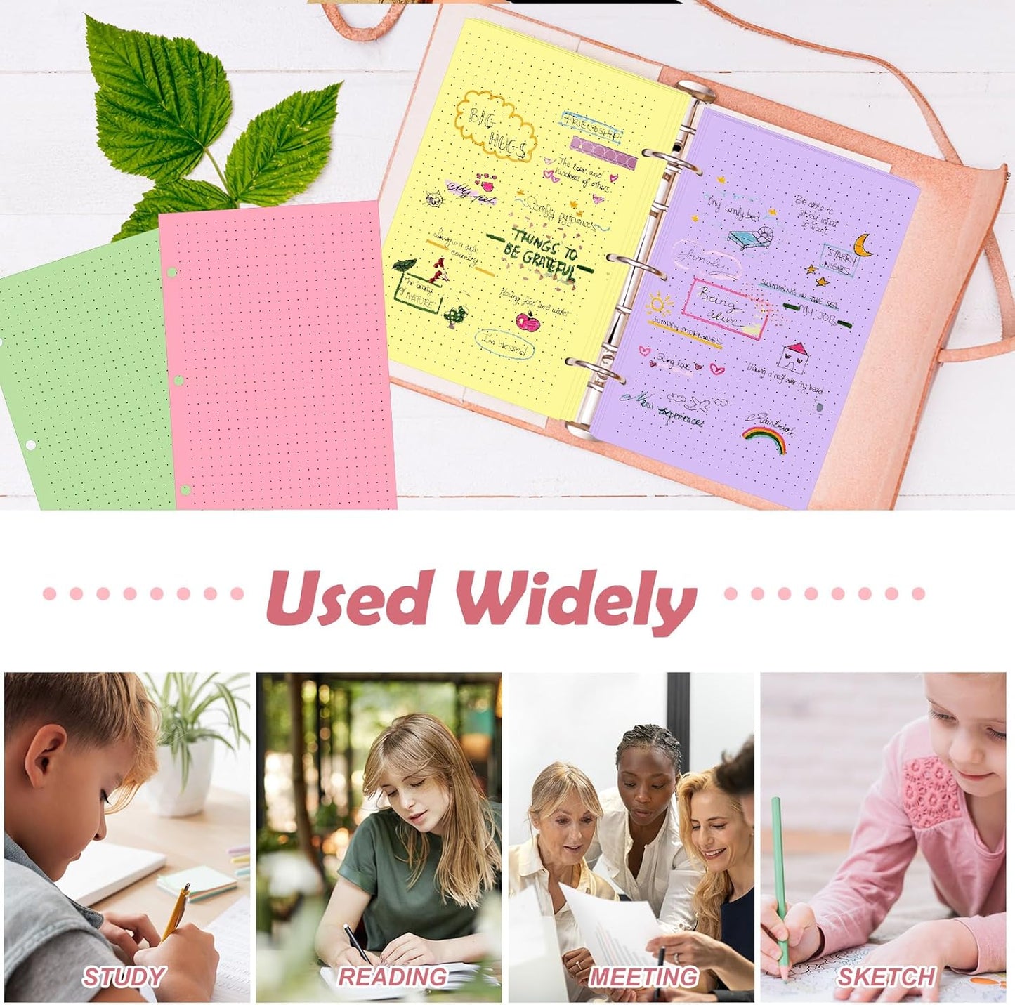 100 sheet Half Letter Graph Paper Refill 3 Hole Punch 5-1/2 x 8-1/2 College Ruled Grid Paper Pad Math Graph Paper Pad Colored Mini Binder Paper Planner Inserts Fits 3 Ring Binders For Office