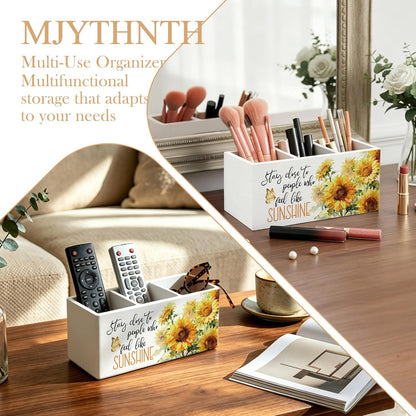 Don't Overthink It Inspirational Pencil Pen Holder for Desk, Pink Positive Affirmations Wooden Box Sign Pen Holder Organizer for Home Office School Desk Accessories