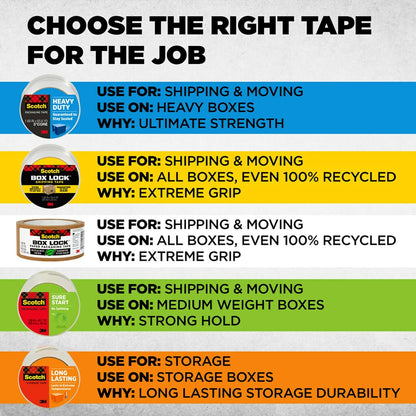 Scotch Sure Start Packing Tape, Clear, Quiet Unwind and Easy Start, Moving Supplies, 1.88 inch x 22.2 Yard, 2 Tape Rolls with Dispensers