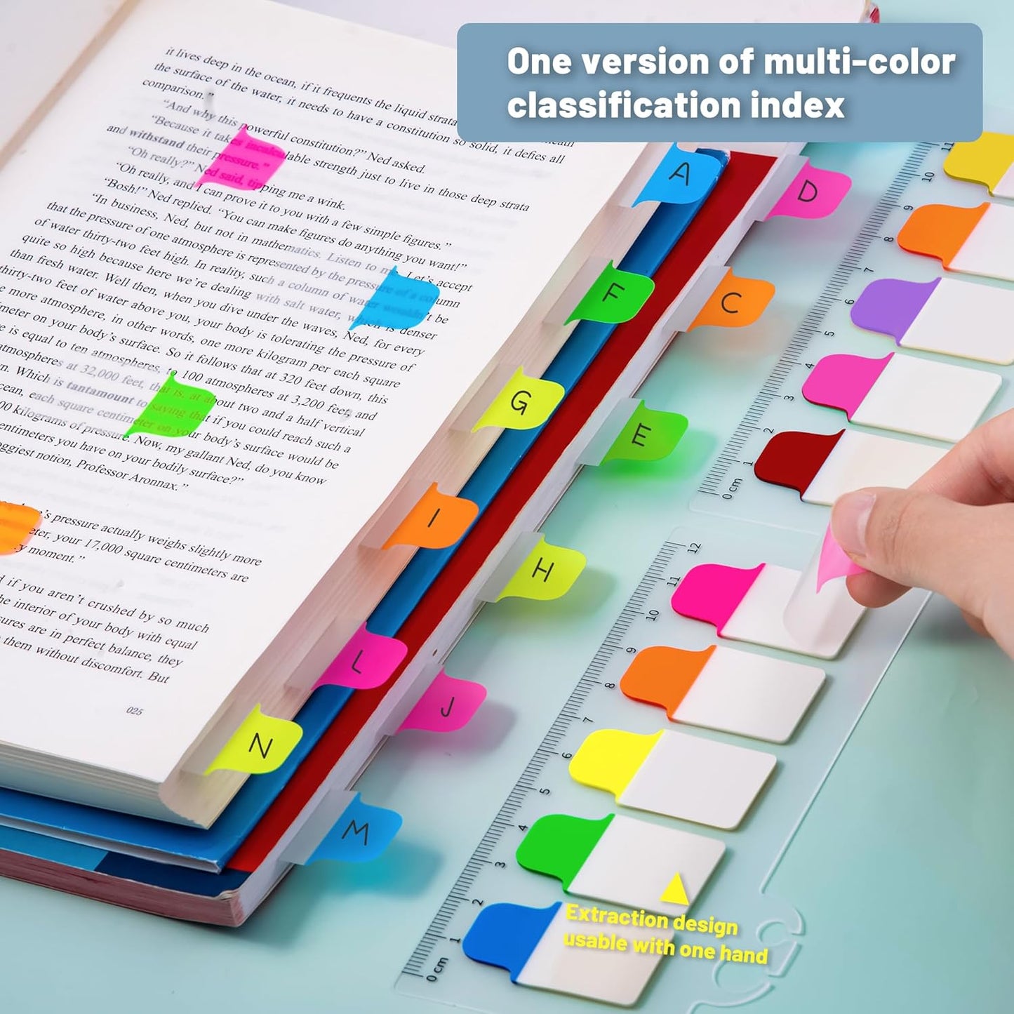 Golcellia Sticky Tabs - 600 Sheets Notebook Tabs - Sticky Flags, Index & Page Tabs - Durable Divider & Binder Tabs for Books & Bibles（6 Pcs, 5 - Color）