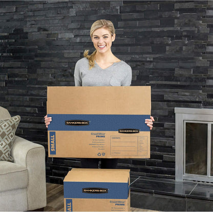 Bankers Box Large Prime Moving Box 6 Pack, Reinforced Handles, Tape-Free Assembly, Attached Lid, 18-in x 18-in x 24-in (0062904)